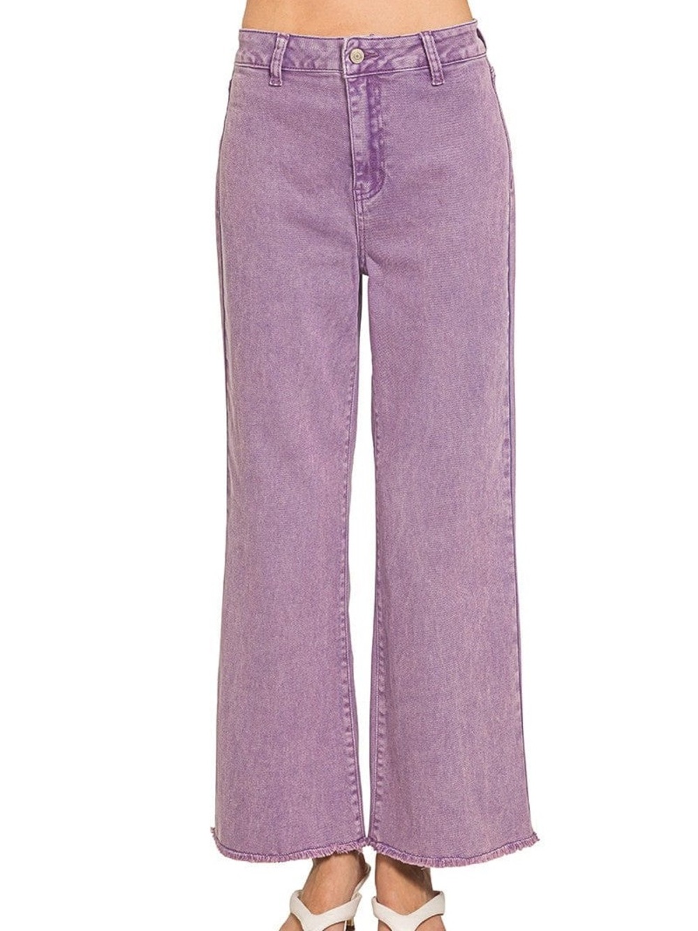EUC💜Zenana Acid Washed Frayed Cutoff Hem Small Lt Plum